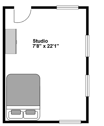 Floor plan for studio, 190 sqft
